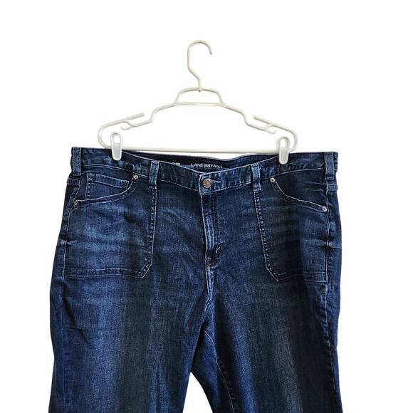 Lane Bryant High Rise Dark Wash Capri Jeans Pockets Stretch Blue Denim Size 26 - Picture 3 of 8